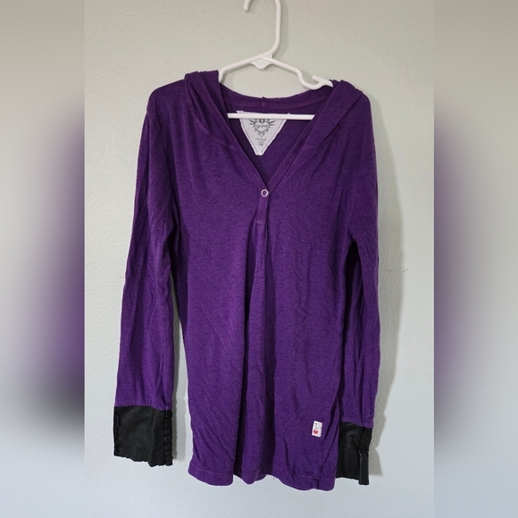 Hooded Purple Girls Shirt T2Love Size 10 - Picture 1 of 6